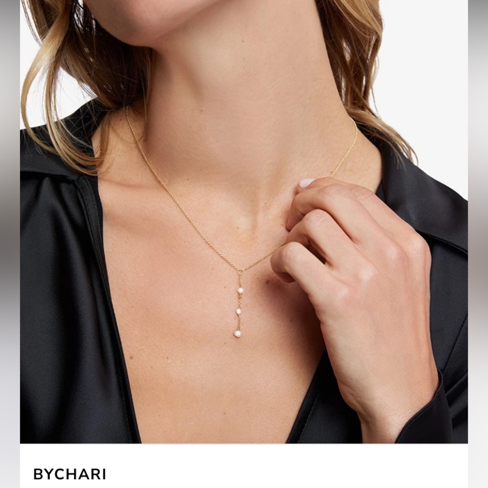 BYCHARI Gold Necklace with Pearls